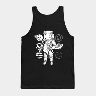 Astronaut wandering between planets Tank Top